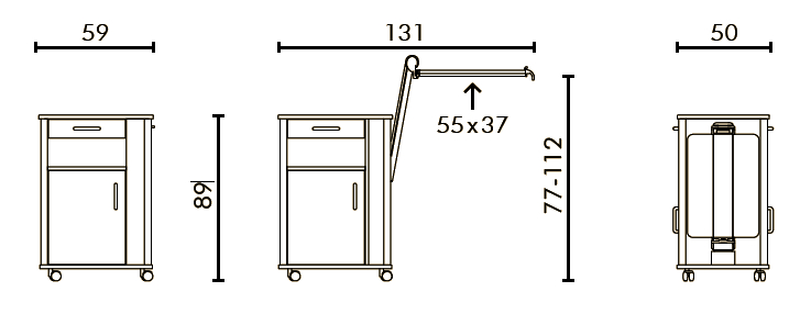 Alcamo Bedside Cabinet dimensions