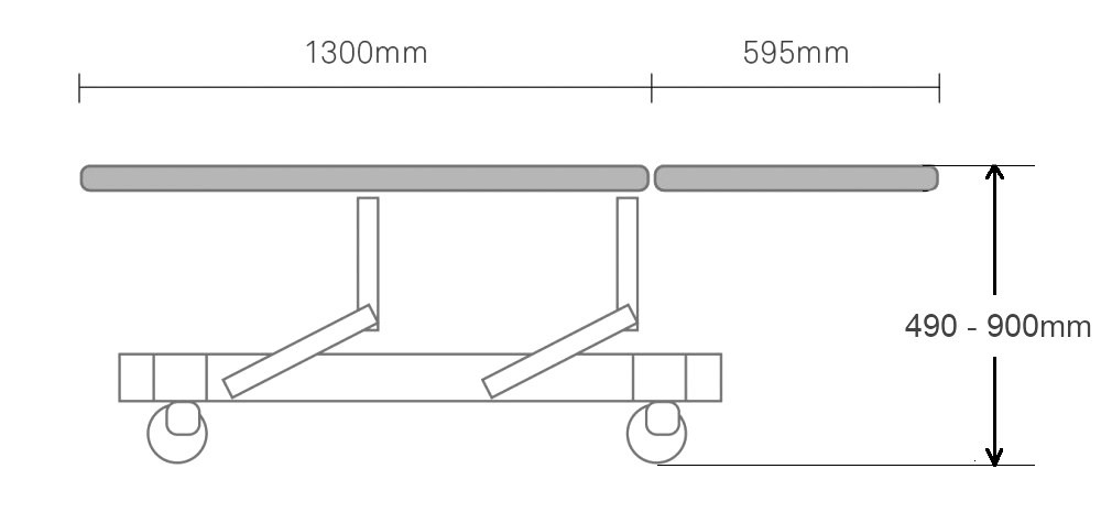 Acero 2-Section Examination Couch dimensions