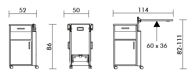 Conturo Bedside Cabinet dimensions