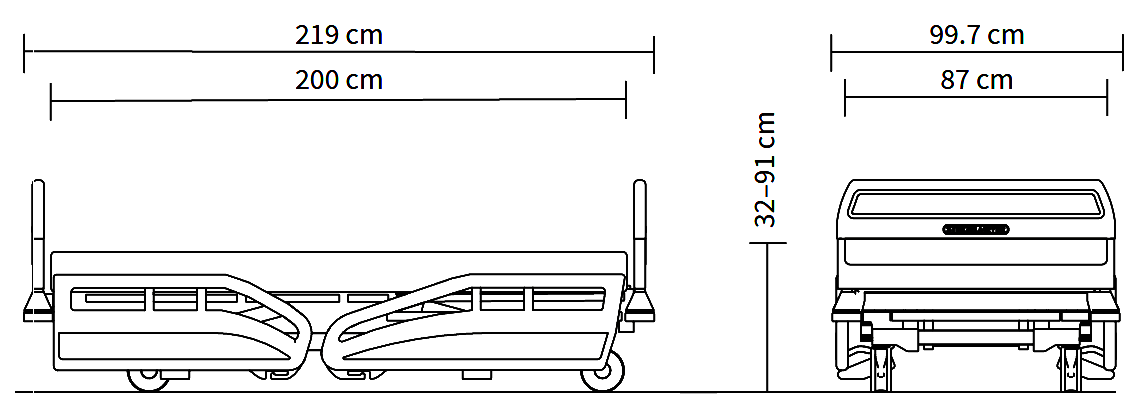 Stiegelmeyer Evario Hospital Bed dimensions