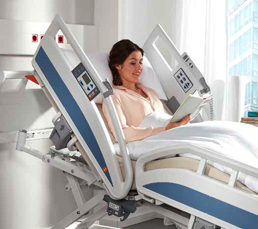 Evario hospital bed base sitting up