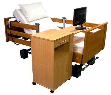 Hermann Bedside Cabinet, table up over bed