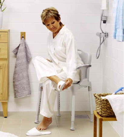 Etac Swift Shower Stool in use